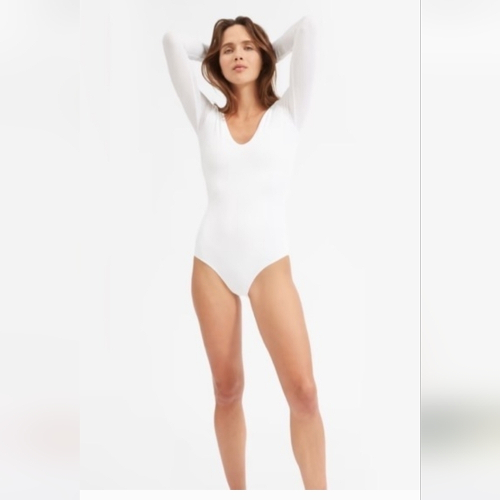 Everlane White Long Sleeve Bodysuit